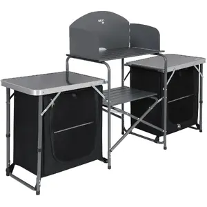 Folding Camping Kitchen Cabinet Nils Extreme NC3042 with Windshield and Storage