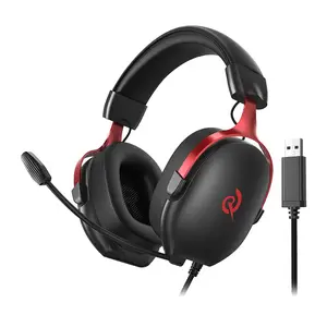 Bezvadu spēļu austiņas QCY Heroad VN200 (melnas un sarkanas) — uz auss, mikrofons, Bluetooth