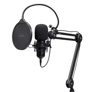 Подкаст-микрофон TRUST GXT 270 Emita II+ — конденсаторный USB, проводной, металлический корпус, чёрный, кабель 2.5 м