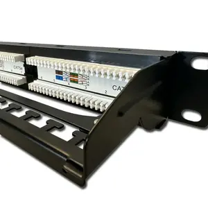 Patch panel DATACOM 19" UTP 24-port CAT5E DUAL 1U BK (4×6p) binding strip
