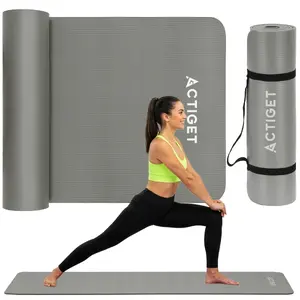 Exercise mat Springos ACT0019 — NBR rectangular 183×61×1 cm, gray, 925 g, carrying strap