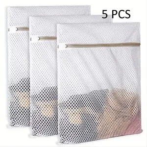 Laundry wash bags with zipper Riff 25x29 cm (5 pcs) - white