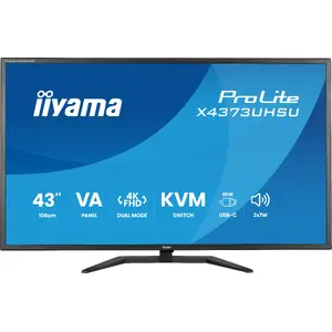 43" IIYAMA ProLite X4373UHSU-B2 LED монитор 4K Ultra HD, 3840×2160, VA, 3 мс, 450 кд/м², USB 3.2 хаб, колонки, VESA, чёрный