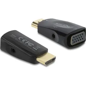 Переходник DELOCK HDMI на VGA с аудио 3,5 мм и USB-кабелем питания — модель 61082