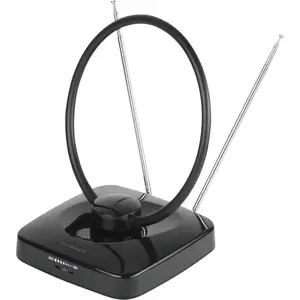 Iekštelpu televizijas antena Vivanco VVTV2ANTCIRCLE — DVB-T/DVB-T2, tīkla barošana, melna