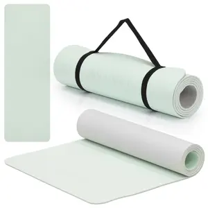 Exercise mat Springos ACT0024, TPE rectangular 183×61×0.6 cm, mint/gray, 890 g, adjustable carrying strap