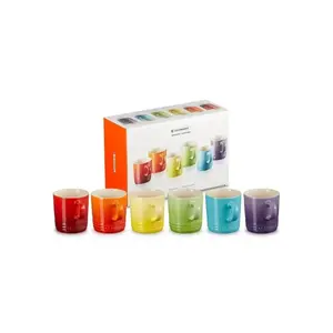 Le Creuset stoneware mugs set of 6 — 350 ml each, assorted colours