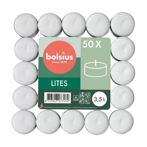 Tealight candles 50 pcs white — bolsius 50-pack tealights