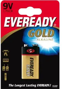 Vienreizlietojama 9V sārmainā baterija Energizer Eveready Gold, prizmatiskā, blisterā