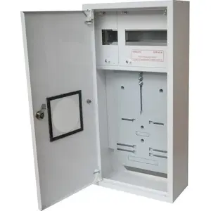 Electrical meter distribution board Alfako A-RZ12E for 1 electronic meter TL 3F with 11 circuit protections, lock and viewing window, RAL 9003