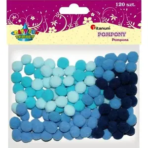 Pom-poms (polyester) Titanum 10 mm, 120 pcs, blue
