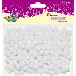 Pom-poms (polyester) white 10 mm, 120 pcs — Titanum