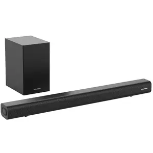 Skaļruņu josla GRUNDIG DSB 991 SW — 2.1 kanāli, 90 W RMS, Bluetooth, vadu un bezvadu savienojums, komplektā zemfrekvences skaļrunis, melna