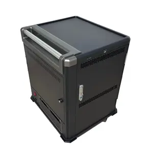 Pārvietojams ierīču pārvaldības ratiņš Ewent EW1703 — grīdas skapītis, melns/pelēks, atbalsta klēpjdatorus/planšetes līdz 17", platums 474.8 mm, dziļums 580 mm, augstums 650.5 mm