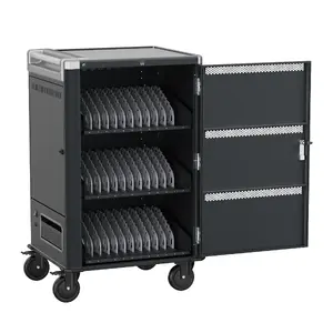Portable device management cabinet Ewent EW1701 — supports laptops/tablets up to 15.6", Black/Grey, floor unit, 682.6×580×1127 mm