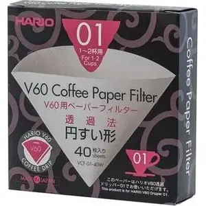 Paper Coffee Filters HARIO V60-01 — 40 pcs, model VCF-01-40W
