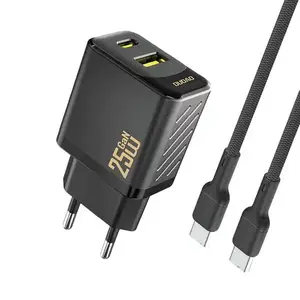 Wall Charger Dudao A26TCEU PD QC 25W GaN with USB-A and USB-C port and USB-C cable, Black