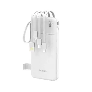 Пауэрбанк Dudao K11 10000mAh с встроенными кабелями, белый
