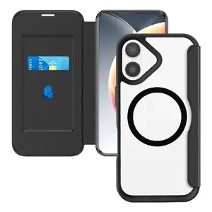 Flip maciņš 4smarts Urban Pro priekš iPhone 17, piemērots 16 cm (6.3") ekrāniem, melns/caurspīdīgs, 1 karšu nodalījums