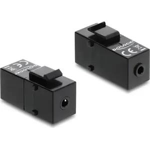 Keystone module DELOCK stereo jack female 3.5 mm 4‑pin to stereo jack female 3.5 mm 4‑pin, black