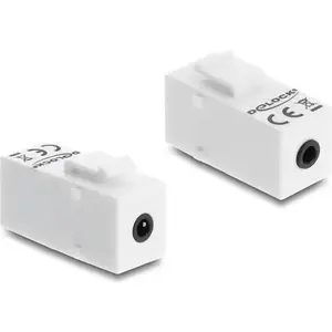 Keystone module DELOCK stereo jack female 3.5 mm 4‑pin to stereo jack female 3.5 mm 4‑pin white