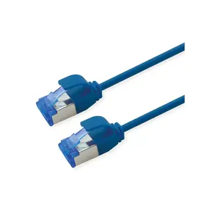 Патч-корд ROLINE Cat.6A (Class EA) S/FTP, LSOH, Slim, PoE, RJ-45–RJ-45, 0.5 м, синий