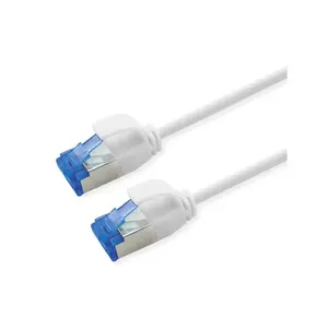 Network patch cable ROLINE Cat.6A (Class EA) S/FTP, LSOH, Slim, PoE, RJ-45–RJ-45, 1 m, white