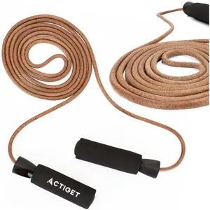 Jump rope Springos ACT0049 – leather rope 268 cm, total length 297 cm, PVC foam handles, ball bearings, non-slip