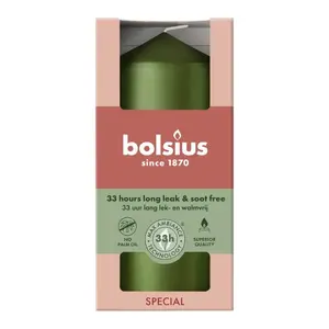Cylinder candle Ø120×58 mm metallic green, bolsius 37370473