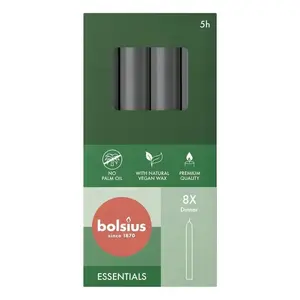 Table candles Bolsius 170 x 20 mm, pack of 8, gray
