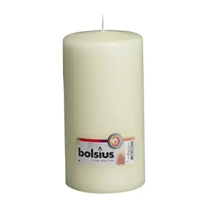Candle cylinder Bolsius Ø200×98 mm beige — large round unscented pillar candle