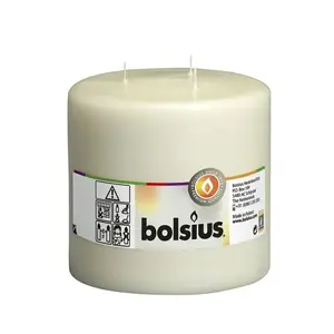 Cilindra svece ar 3 degļiem bolsius Mamoth Ø150×150 mm bēša