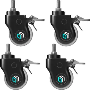 Castor wheel set for ONKRON AWL75-B signage display mount, 4 pcs, plastic and rubber, black/white