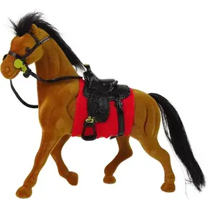 Фигурка LEANToys Коричневый бархатный конь с красным седлом, модель 13380