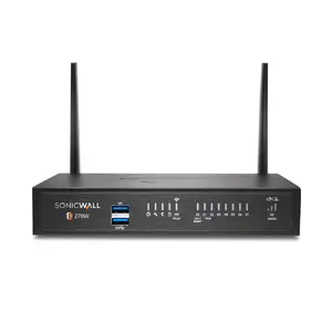 Aparatūras ugunsmūris SonicWall TZ270W darbvirsmas — caurlaide 2 Gbit/s, VPN 0,75 Gbit/s, Wi‑Fi (802.11a/b/g/n/ac), 1 Gbps Ethernet