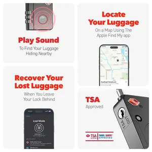 KeySmart Travel Smartlock with Find My — KeySmart KS520-BLK travel padlock with Bluetooth location support