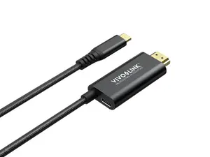 VivoLink USB-C to HDMI Cable with 100W power delivery, model PROUSBCHDMIMM2-CHARGE