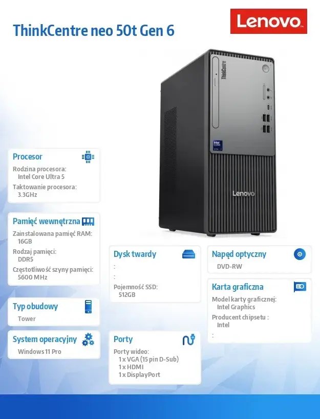 Lenovo ThinkCentre Neo 50t G6 Tower — Intel Ultra 5 225 Photo 8