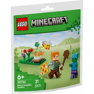LEGO set 30732 Alex's Campfire Conflict — Minecraft minifigures and campfire scene