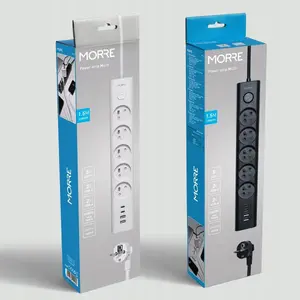 Удлинитель Tiross M408 с 5 розетками, 2x USB-A, 2x USB-C, кабель 1,5 м