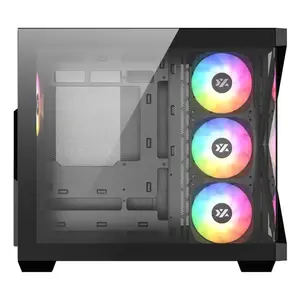 Корпус для ПК XYZ PC GEAR QUBEX Cube Black — кубический форм-фактор, поддержка Mini-DTX/Micro-ATX/ATX, закалённое стекло, 285×420×380 мм