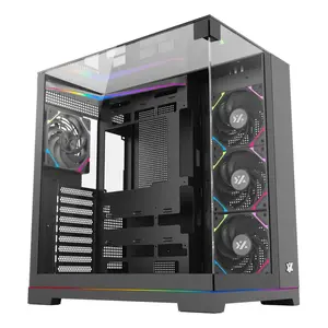 Корпус PC Tower XYZ PC GEAR TESSERACT A-RGB чёрный, Tower, поддержка ATX/Micro ATX/ITX, закалённое стекло, 1×3.5" + 2×2.5", 424×285×455 мм