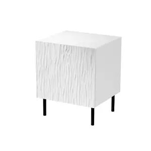 Тумба прикроватная Cama Meble JUNGLE 53,5×40,5×44 см белый матовый, МДФ и ДСП, черные ножки, комплект 2 шт.
