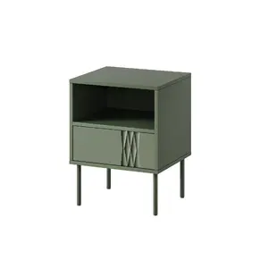Nightstand cama meble TRESSE 44×40×53 cm matte green, 1 drawer, set of 2