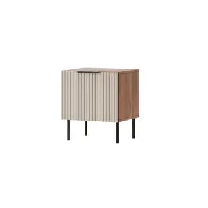 Bedside cabinet Cama Meble ALMERA 50x42x44 cm, 2 pcs, walnut/cashmere, MDF and particle board