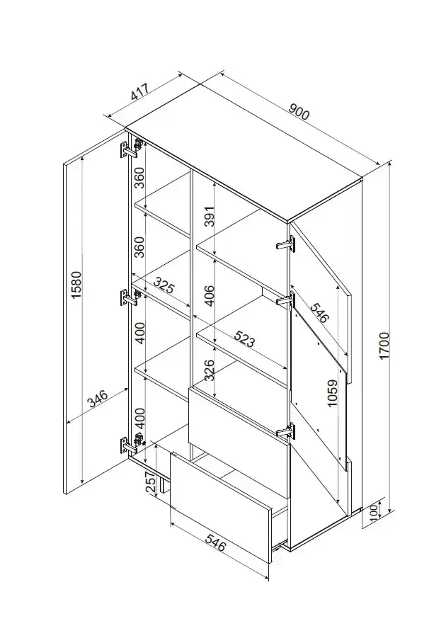 Glabāšanas skapis cama meble ALMA 90x41,5xH170 Photo 4