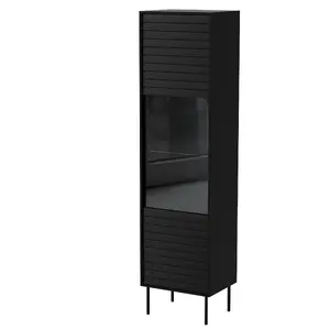 Витринный шкаф Cama CORTINA 53x40x182 см чёрный напольный шкаф для хранения