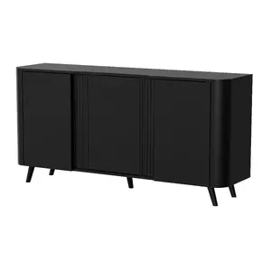 Atvilktņu skapis Cama Meble VOLARE 151 x 39 x 75 cm, melns, šķiedru plates, korpusa biezums 16 mm