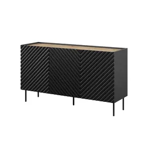 Комод Cama Meble ONDA 3D2SZ 150x45x85 см, чёрный, 2 ящика, ЛДСП