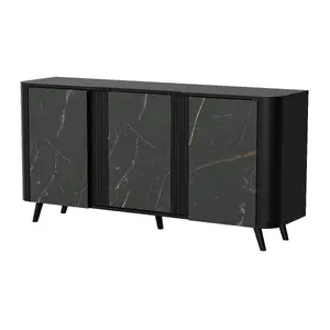 Комод Cama Meble VOLARE 151 x 39 x 75 см, чёрный / San Sebastian